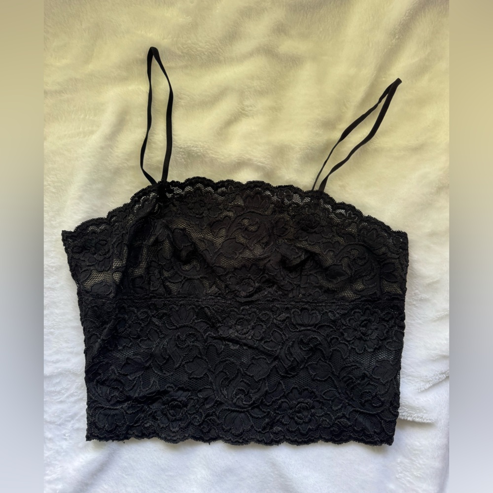 Black Lace Cropped Hanky Panky Cami Tank Vintage
